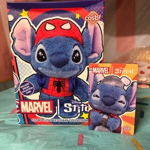 Marvel × Disney Stitch Cosbi Plush Keychain – Stitch as Thor